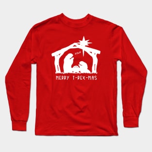 Christmas Cheer: Merry T-Rex-Mas (white text) Long Sleeve T-Shirt